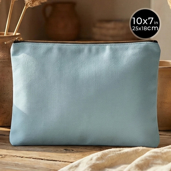 Light Blue Canvas Zippered Clutch Pouch – 10" × 7" (25 × 18 cm) – 10 oz - Pamusan.com