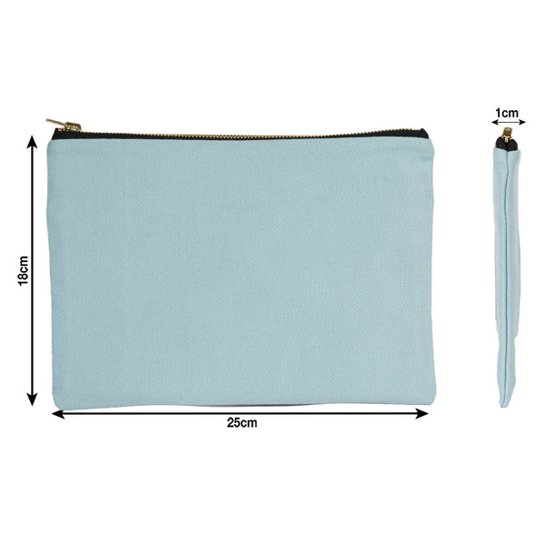 Light Blue Canvas Zippered Clutch Pouch – 10" × 7" (25 × 18 cm) – 10 oz - Pamusan.com