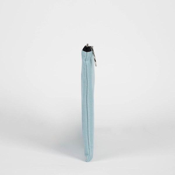 Light Blue Cotton Zippered Clutch Pouch – 12" × 8" (30 × 21 cm) – 10 oz Fabric - Pamusan.com