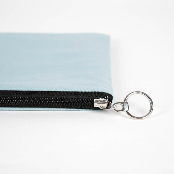 Light Blue Cotton Zippered Clutch Pouch – 12" × 8" (30 × 21 cm) – 10 oz Fabric - Pamusan.com