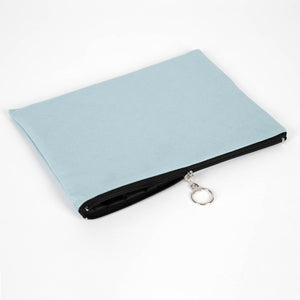 Light Blue Cotton Zippered Clutch Pouch – 12" × 8" (30 × 21 cm) – 10 oz Fabric - Pamusan.com