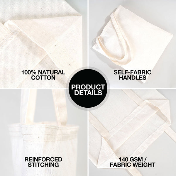 Lightweight Personalized 14"x16" (35x40cm) Cotton Tote Bags – Thin Recycled Canvas - Pamusan.com