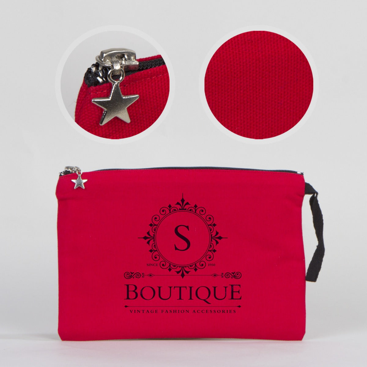 Red Clutch Canvas Bag Lined  10"W x 7"H (25 cm x 18 cm) - (Customize)