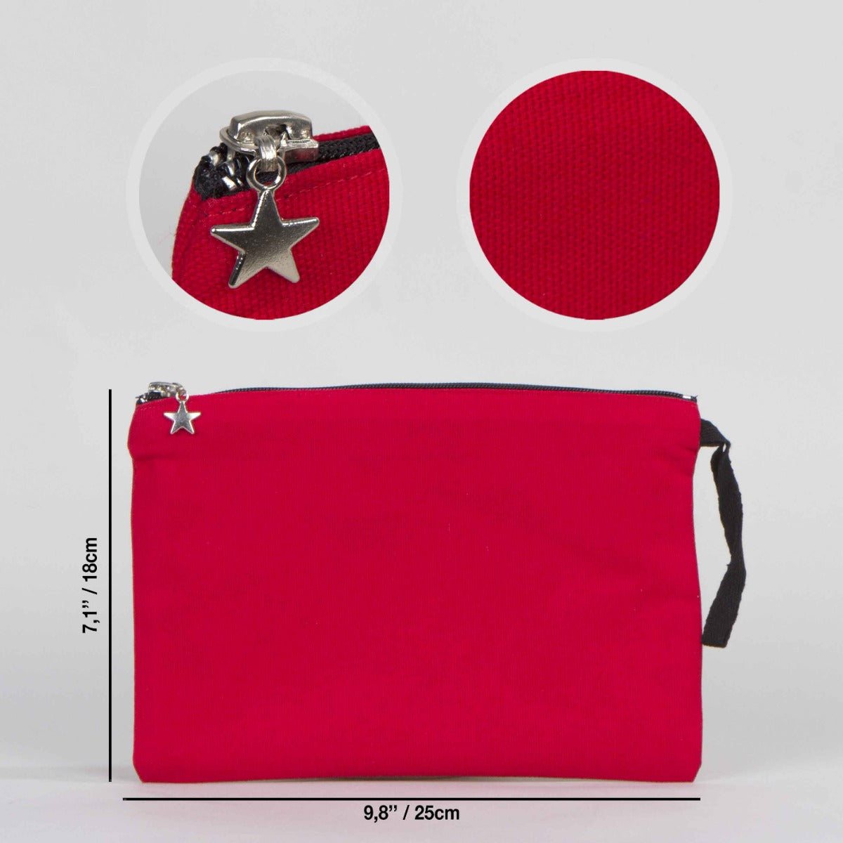 Red Clutch Canvas Lined Bag -  10"W x 7"H (25 cm x 18 cm)