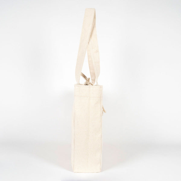 Large Natural Canvas Tote Bag with Long Handles – 18"W x 11"H x 4"L Eco-Friendly Reusable Cotton Bag