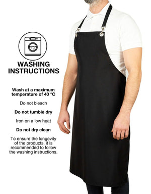 MasterChef Apron – Black Grommet Chef Apron with Pocket, 175 g/m² Poly-Viscose - Pamusan.com