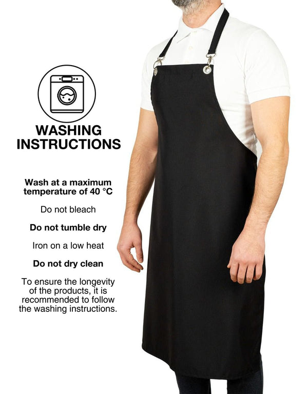 MasterChef Apron – Black Grommet Chef Apron with Pocket, 175 g/m² Poly-Viscose - Pamusan.com