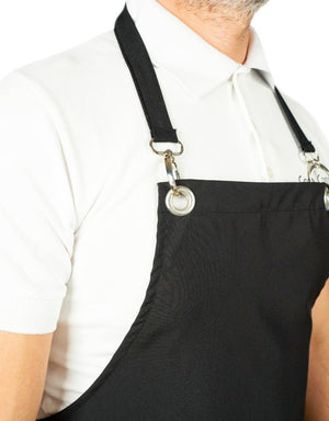 MasterChef Apron – Black Grommet Chef Apron with Pocket, 175 g/m² Poly-Viscose - Pamusan.com