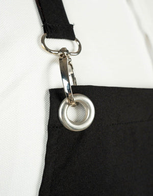 MasterChef Apron – Black Grommet Chef Apron with Pocket, 175 g/m² Poly-Viscose - Pamusan.com