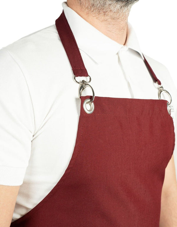 MasterChef Apron – Burgundy Grommet Chef Apron with Pocket, 175 g/m² Poly-Viscose - Pamusan.com