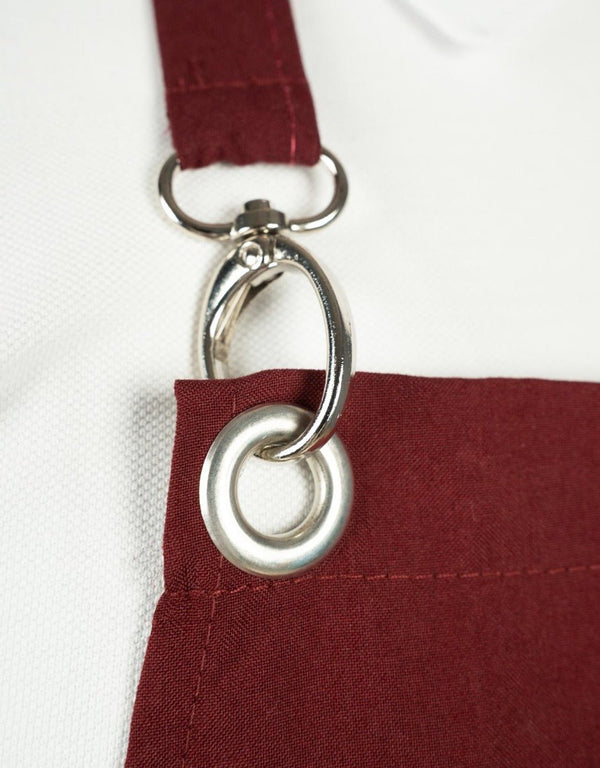 MasterChef Apron – Burgundy Grommet Chef Apron with Pocket, 175 g/m² Poly-Viscose - Pamusan.com