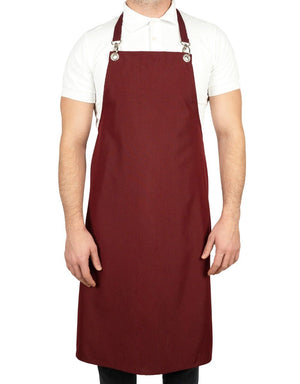 MasterChef Apron – Burgundy Grommet Chef Apron with Pocket, 175 g/m² Poly-Viscose - Pamusan.com