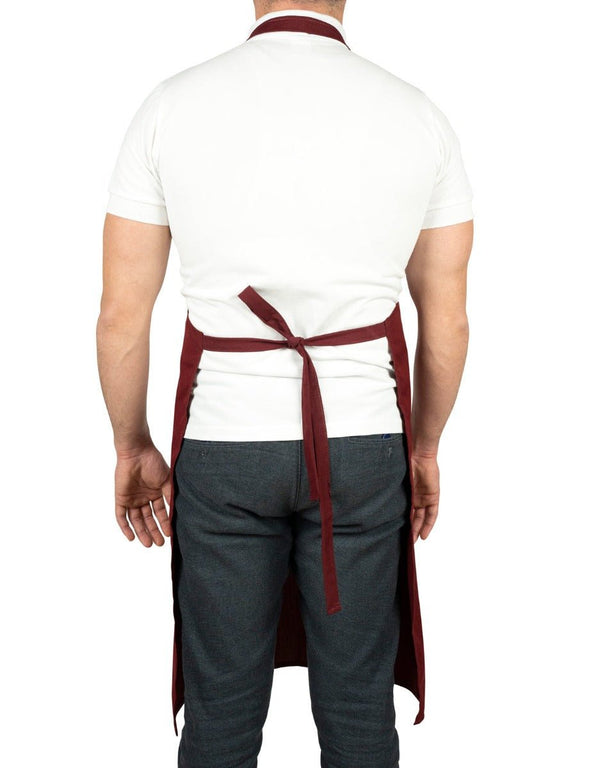 MasterChef Apron – Burgundy Grommet Chef Apron with Pocket, 175 g/m² Poly-Viscose - Pamusan.com