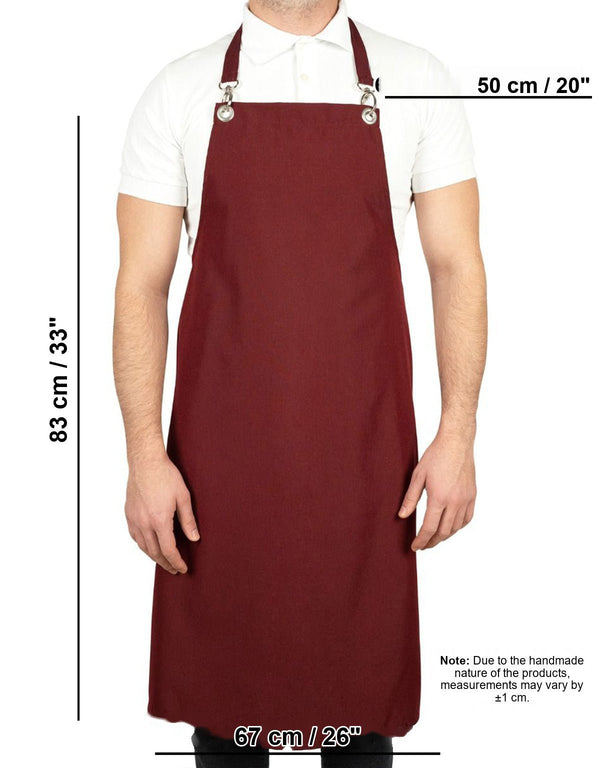MasterChef Apron – Burgundy Grommet Chef Apron with Pocket, 175 g/m² Poly-Viscose - Pamusan.com