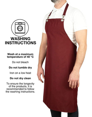 MasterChef Apron – Burgundy Grommet Chef Apron with Pocket, 175 g/m² Poly-Viscose - Pamusan.com