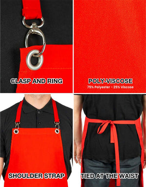 MasterChef Apron – Red Grommet Chef Apron with Pocket, 175 g/m² Poly-Viscose - Pamusan.com