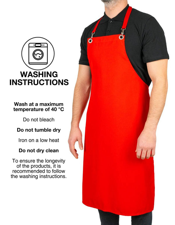 MasterChef Apron – Red Grommet Chef Apron with Pocket, 175 g/m² Poly-Viscose - Pamusan.com