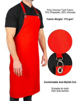 MasterChef Apron – Red Grommet Chef Apron with Pocket, 175 g/m² Poly-Viscose - Pamusan.com