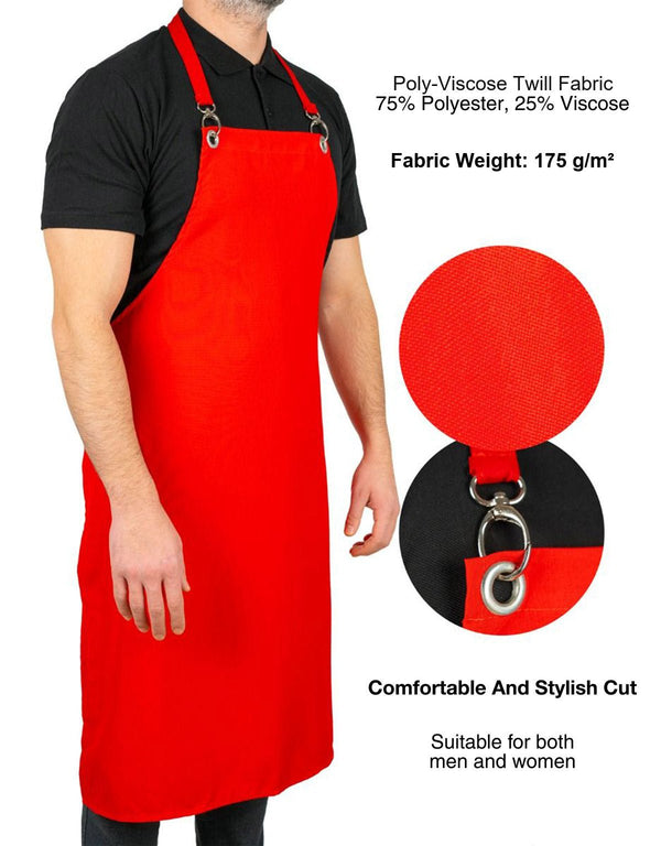 MasterChef Apron – Red Grommet Chef Apron with Pocket, 175 g/m² Poly-Viscose - Pamusan.com