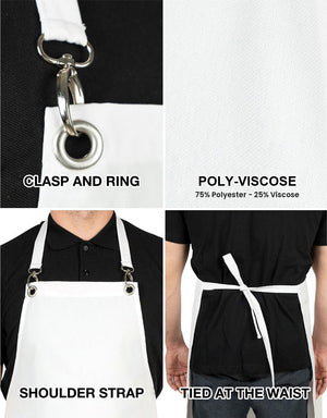 MasterChef Apron – White Grommet Chef Apron with Pocket, 175 g/m² Poly-Viscose - Pamusan.com