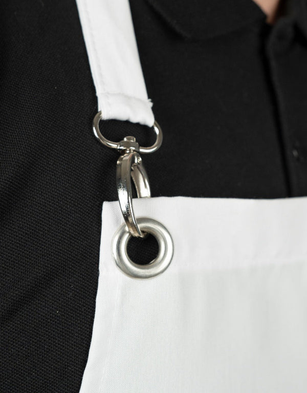 MasterChef Apron – White Grommet Chef Apron with Pocket, 175 g/m² Poly-Viscose - Pamusan.com