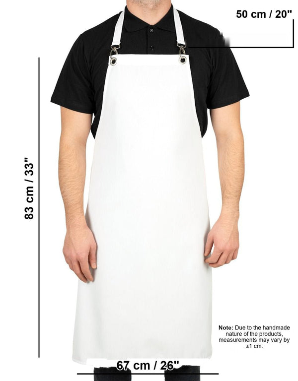 MasterChef Apron – White Grommet Chef Apron with Pocket, 175 g/m² Poly-Viscose - Pamusan.com