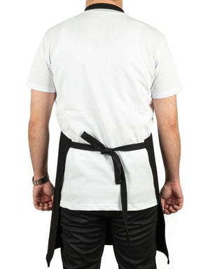 MasterChef Denim Apron – Black Chef Apron with Shoulder Straps, 400 g/m² Denim - Pamusan.com