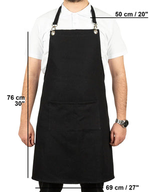 MasterChef Denim Apron – Black Chef Apron with Shoulder Straps, 400 g/m² Denim - Pamusan.com