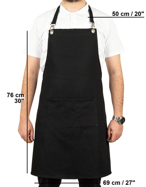 MasterChef Denim Apron – Black Chef Apron with Shoulder Straps, 400 g/m² Denim - Pamusan.com