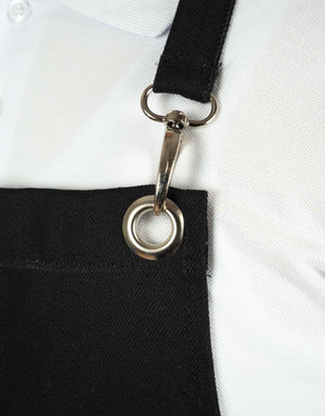 MasterChef Denim Apron – Black Chef Apron with Shoulder Straps, 400 g/m² Denim - Pamusan.com