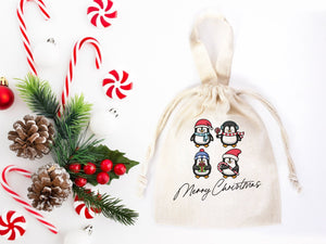 Merry Christmas Bags, 6"W x 8"H (15 cm x 20 cm) Custom Name Bags For Gift - Pamusan.com