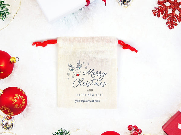 Merry Christmas Bags, Colorful Drawstring, Custom Print, Personalized Cotton Bags, Muslin Bags,Drawstign Pouch Bag, Gift Bag - Pamusan.com