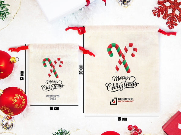 Merry Christmas Bags, Colorful Drawstring Rope, Custom Print, Personalized Cotton Bags For You, Muslin Bags,Text Or Photo - Pamusan.com