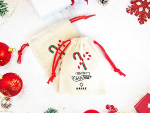 Merry Christmas Bags, Colorful Drawstring Rope, Custom Print, Personalized Cotton Bags For You, Muslin Bags,Text Or Photo - Pamusan.com