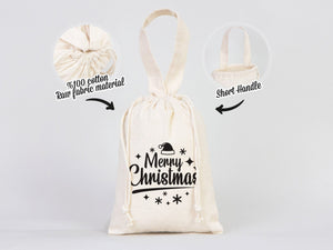 Merry Christmas Favor Bags, 6"W x 8"H (15 cm x 20 cm) Custom Family or Company Bags, Add Logo & Text, Personalized Cotton Bags, Muslin Bags, New year Pouches - Pamusan.com