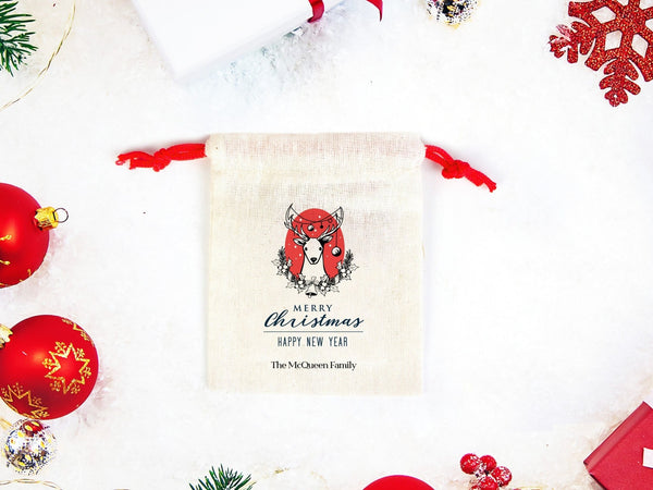 Merry Christmas Gift Bags, Custom Family or Company Gift Bags, You Can Add Logo & Text, Personalized Cotton Bags For You, Muslin Bags - Pamusan.com
