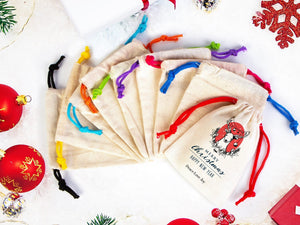 Merry Christmas Gift Bags, Custom Family or Company Gift Bags, You Can Add Logo & Text, Personalized Cotton Bags For You, Muslin Bags - Pamusan.com