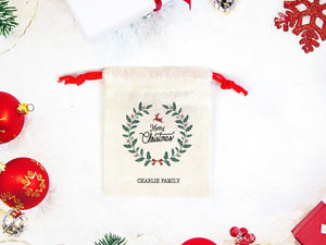 Merry Christmas Pouch Bags, Colorful Drawstring Rope, You Can Add Logo & Text, Personalized Cotton Bags For You, Muslin Bags, 14 Combination - Pamusan.com