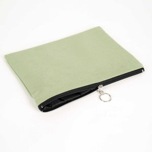 Mint Green Cotton Zippered Clutch Pouch – 12" × 8" (30 × 21 cm) – 10 oz Fabric - Pamusan.com