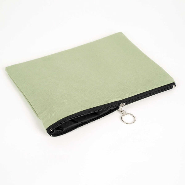 Mint Green Cotton Zippered Clutch Pouch – 12" × 8" (30 × 21 cm) – 10 oz Fabric - Pamusan.com