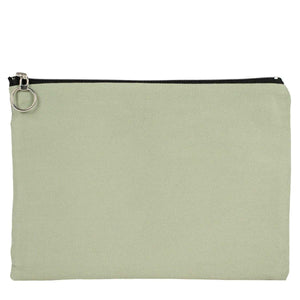Mint Green Cotton Zippered Clutch Pouch – 12" × 8" (30 × 21 cm) – 10 oz Fabric - Pamusan.com