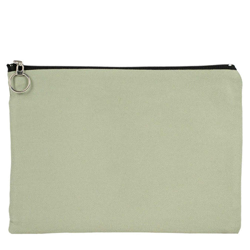 Mint Green Cotton Zippered Clutch Pouch – 12" × 8" (30 × 21 cm) – 10 oz Fabric - Pamusan.com