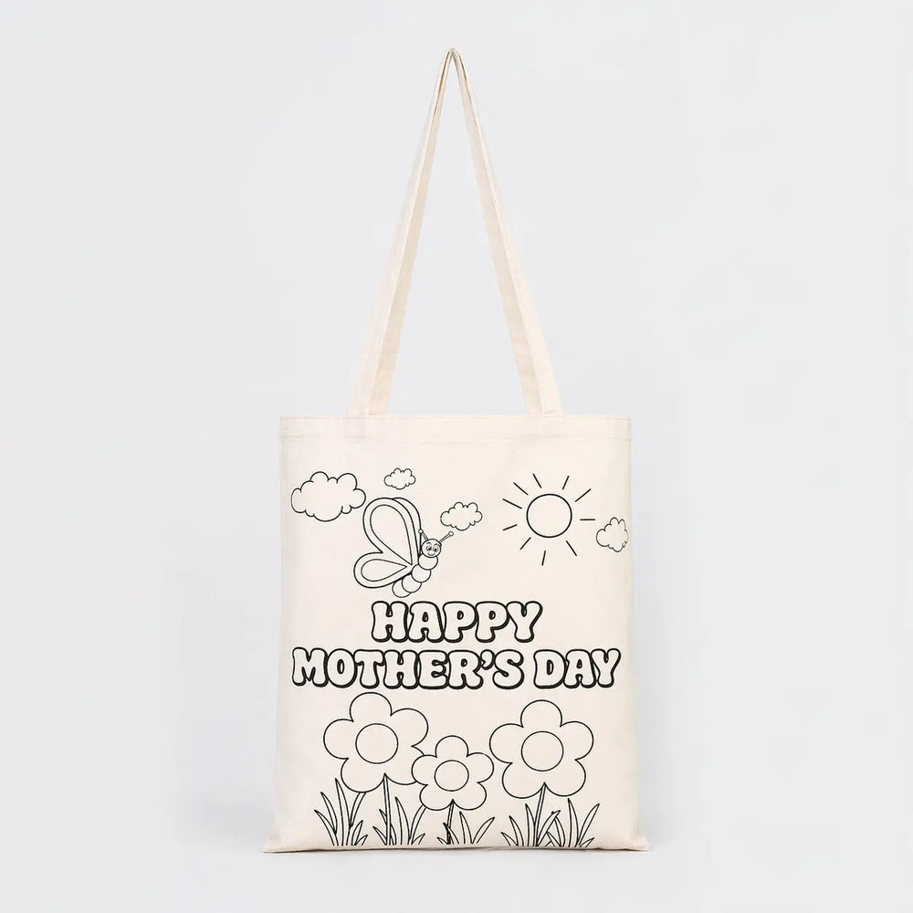 Mom Gift Coloring Set – 25 Butterfly Colorable Cotton Tote Bags 14"x16" + Fabric Markers - Pamusan.com
