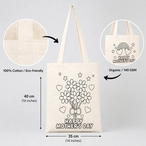 Mother’s Day Painting Set 1 – 25 Double - Sided Colorable Cotton Tote Bags 14"x16"+ Carioca Fabric Markers - Pamusan.com