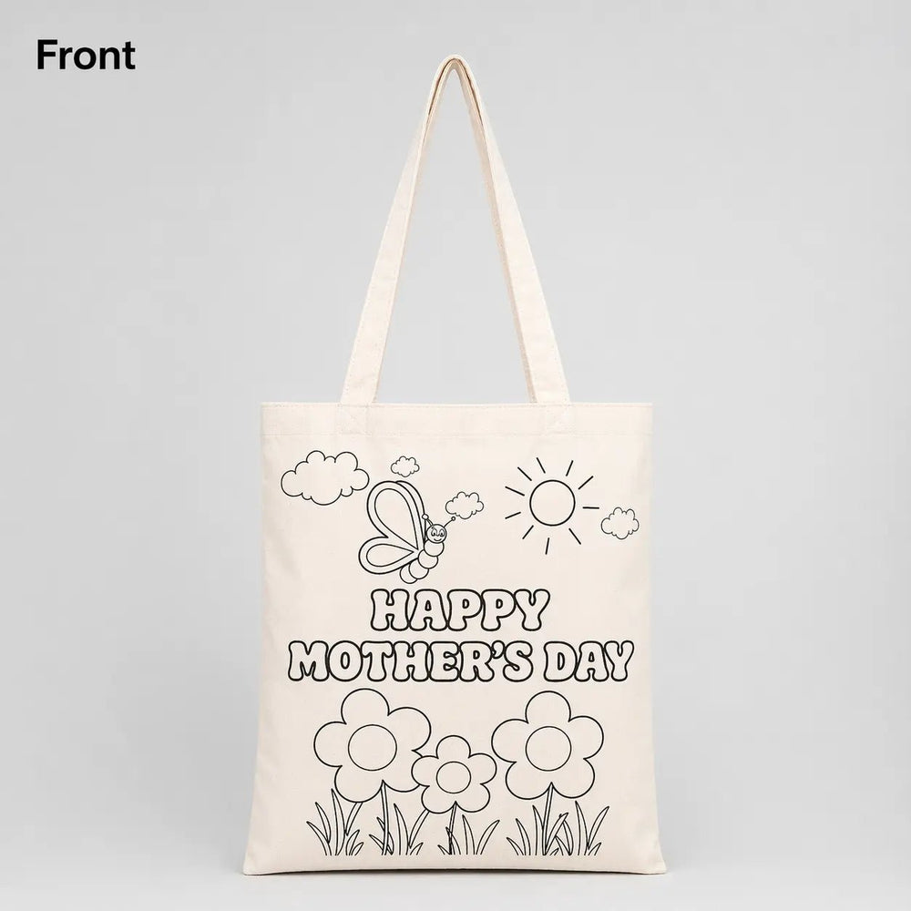 My Dear Mom Coloring Set 2 – 25 Double - Sided Colorable Cotton Tote Bags 14"x16" + Color Fabric Markers - Pamusan.com