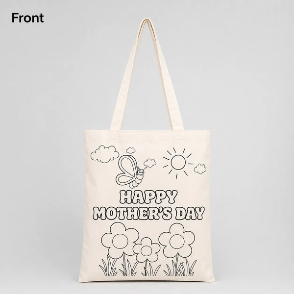 My Dear Mom Coloring Set 2 – 25 Double - Sided Colorable Cotton Tote Bags 14"x16" + Color Fabric Markers - Pamusan.com