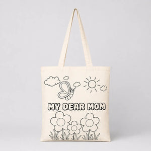 My Dear Mom Paintable Tote Bag Set – 5 Natural Cotton Totes 35×40 cm (14×16 in) Customizable - Pamusan.com