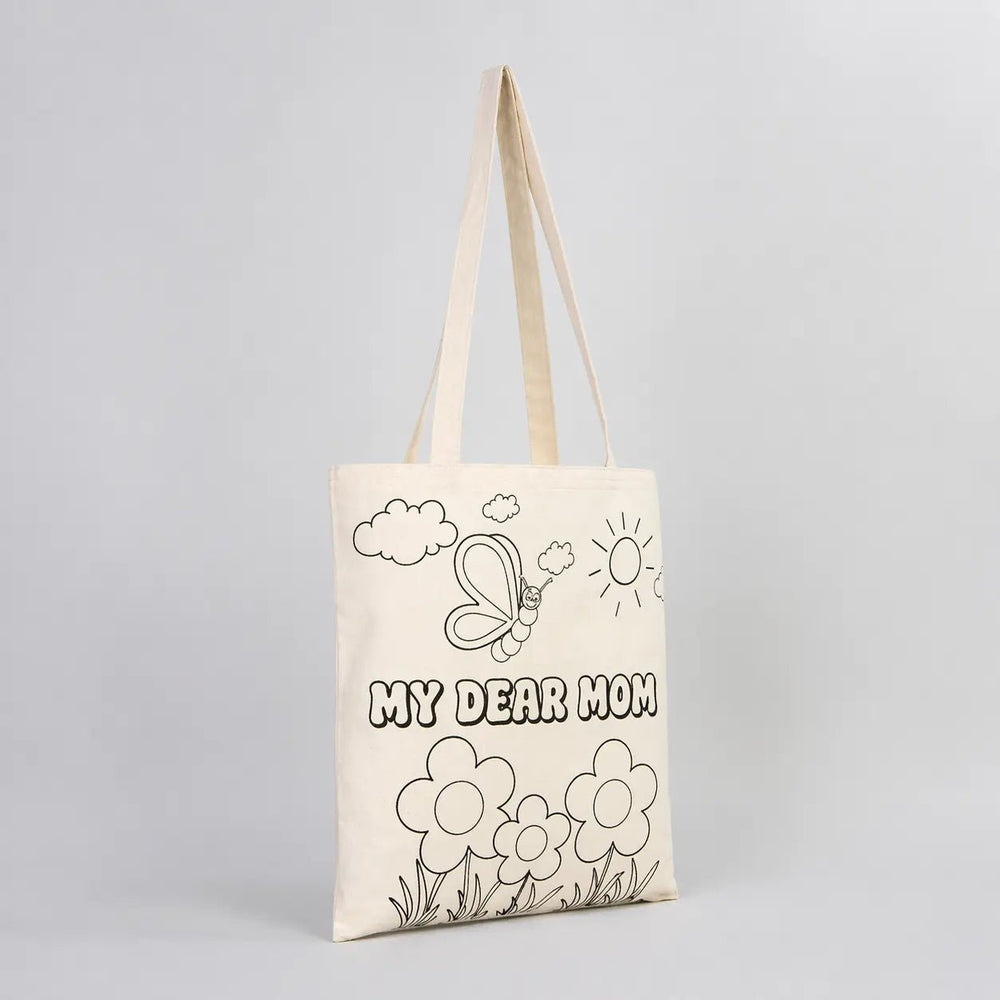 My Dear Mom Paintable Tote Bag Set – 5 Natural Cotton Totes 35×40 cm (14×16 in) Customizable - Pamusan.com