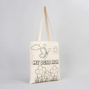 My Dear Mom Paintable Tote Bag Set – 5 Natural Cotton Totes 35×40 cm (14×16 in) Customizable - Pamusan.com