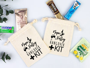 Napa Valley Hangover Bag, Bachelorette Favor Party Bags, Recovery Party Custom Name Print, Organic Cotton Drawstring Pouchs Bag - Pamusan.com